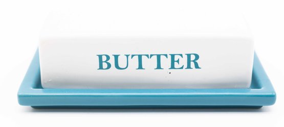 Ceramic Butter Tray Dish By Mainstays Turquoise Blue White 7' X 3.75' Home Decor