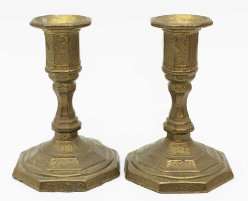 Pair Of Vintage Brass Candlestick Holders