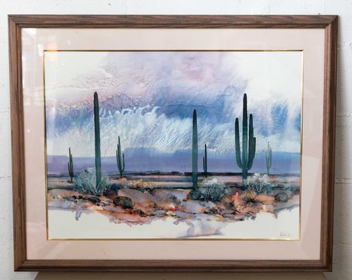 Watercolor Painting Of A Desert Landscape - Signed Adin Shade - Large
