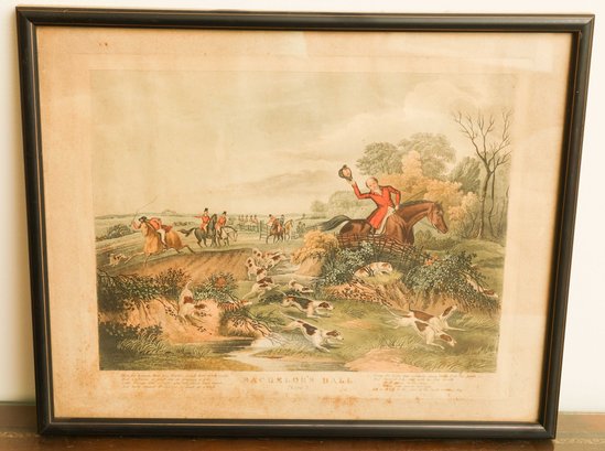 Antique Bachelors Hall Hunting Scenes Print Plate #3 Made In England Circa 1835
