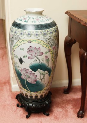 Chinese Famille Floral Porcelain Vase - LARGE