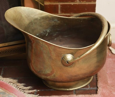 Mid-Century Italian Modern Brass Fireplace Carrier, 1970s Italian, Vintage, Hand-Crafted
