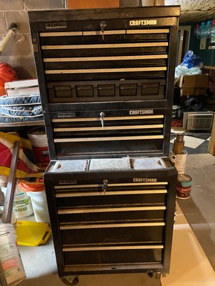 Craftsman Tool Box 3 Stack - Filled With Assorted Hand Tools - Please See All Photos
