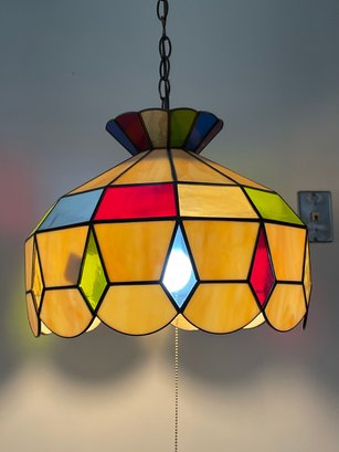 Vintage Multi-Colored Slag Hanging Light Shade