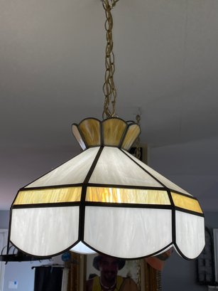 Vintage Type Slag Glass Hanging Light With Chain