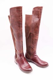 Leather Brown Long Boot With Zip Size 9