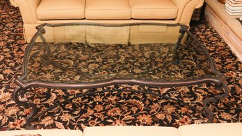 Kriess Glass Top Wrought Iron Modern Coffee Table