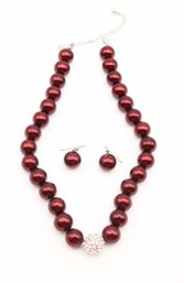 MAROON NECKLACE W/ Matching Earrings