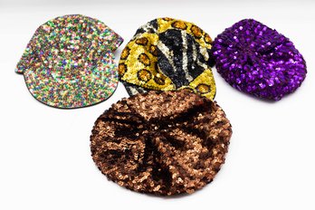 Sparkly Sequins Hats Stylish Bling Beret Hat Cap Ladies - Lot Of 4