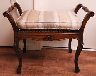 Wooden Vanity Cane Bench With Cushion