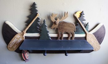 Moose & Trees Wall Decor With Hooks