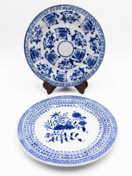 Pair Of Decorative Chinese Blue And White Porcelain Plates