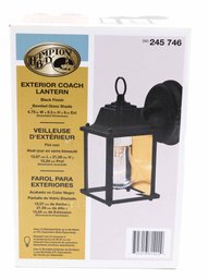 Hampton Bay Exterior Coach Lantern Black Finish Beveled Glass Shade,