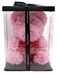 Artificial Rose Bear, Rose Teddy Bear Rose Flower Bear - 15' Tall Box