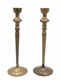 Vintage Brass Candlesticks - Pair - 17' Tall