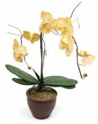 Elegant Artificial Yellow Orchid Plant In Decorative Pot - 2Ft Tall