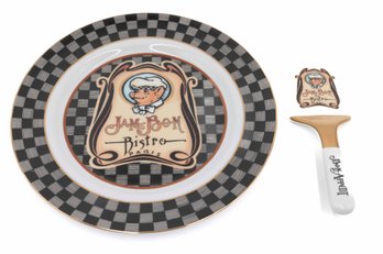 Dept 56 Jam Bon Bistro Paris Plate W/ Cake Server