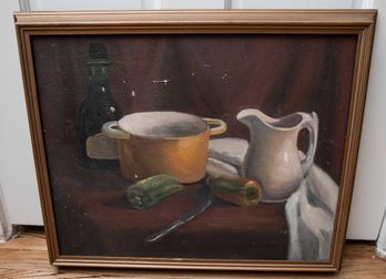 Vintage Still Life Oil On Canvas -