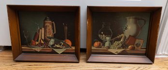 FH Redelius Worm Hole Wood Framed Still Life Art Prints Lithographs Vintage