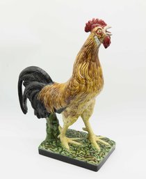 French Painted Ceramic Faience Rooster