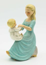 Vtg 70's GOEBEL W Germany Figurine  Rock A Bye Baby BYJ  Blonde Mother Mom In Blue Dress Rocking Baby  Nurs
