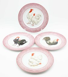 Rare - Vintage Haldon Group 'Devonshire' Rooster Plates, Dinner Plates - Set Of 4