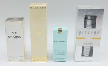 No 5 CHANEL Paris Body Lotion, ESTEF L AUDER Skin Brightening Treatment, BVLGARI Lotion, Prevage Anti Aging