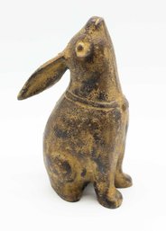 Japanese 9' Moon Gazing Rabbit Patinated Cast Bronze Or Iron Okimono Figure - Rare
