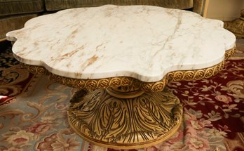 Vintage Hollywood Regency Italian Marble Serpentine Coffee Table - Rare