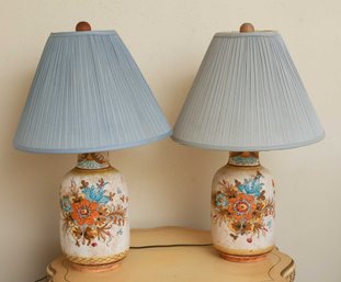 Portuguese Glazed Ceramic Table Lamp - Pair