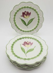 San Marco Floral Plates Made In Italy - Set Of 6