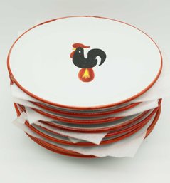 Vintage Hand Painted Rooster 10' Plates Made In Italy Set Of 8 Made In Italy