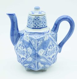 Vintage Chinoiserie Tea Pot Blue & White Asian Decor - Made In China