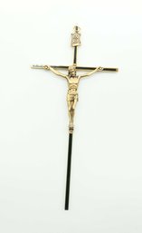 Vintage Jesus On Cross Crucifix Wall Hanging Religious Brass Gold Tone
