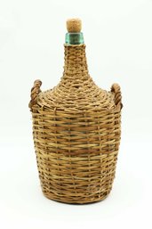 Vintage 1920s Large French Wicker Wrapped Wine Bottle