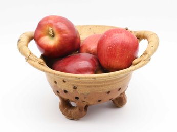 Vintage Plate Clay With Holes / Vintage Plate Sifter  Kitchen Decor, Farmhouse Decor, With Faux Apples