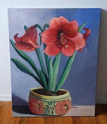 Charming Floral Oil On Cavas - No Frame
