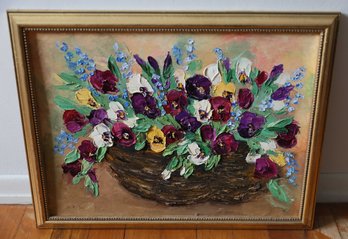 Charming Vintage Oil On Canvas - Floral
