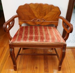 Chair With Shell Form Back Having Sunburst Satinwood Back And Cutout Arms, C1930.