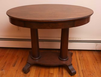 Vintage Oak Library Table W/ One Drawer