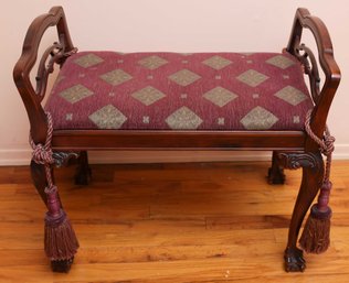 Charming Upholstered Clawed Foot Bench