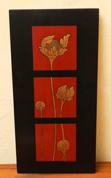 Floral Art Work On Wood - Home Decor