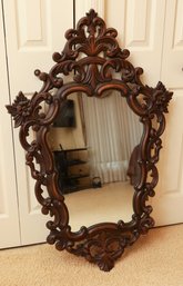 VINTAGE HAND CARVED Wooden MIRROR - Large