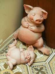 Ceramic Decorative Pigs Taking A Nap
