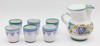 Charming Sangria Pitcher W/ 6 Cups - Ceramic