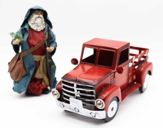 Christmas Vintage Red Trucks Metal & Christmas 1985 Possible Dreams Clothique Santa