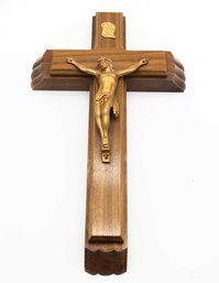 Vintage Wooden Wall Crucifix Cross W/ Hidden Compartment Holy Water