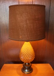 Vintage Glass And Rattan Table Lamp