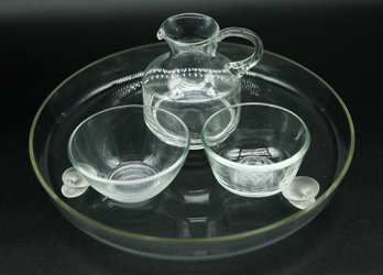 Anchor Hocking Bowl, Glass Creamer W/ Glass Serving Dish