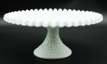 Fenton Glass, Spanish Lace, Silver Crest, Milk Glass, Cake Stand - Rare